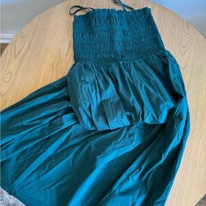 LOFT Dark Green spaghetti strap dress